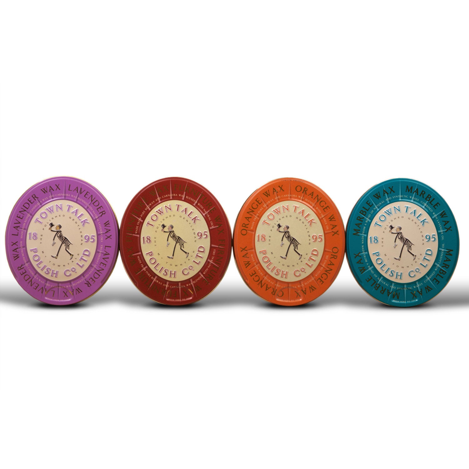 Town Talk Award Winning Oval Wax Tins in Lavender, Orange and Marble Scents
