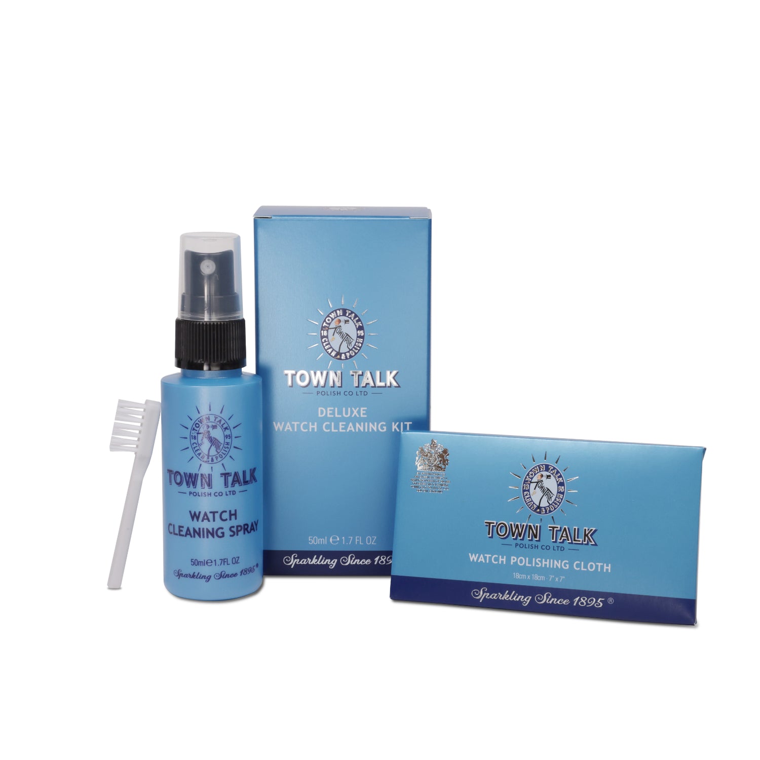 Town Talk Deluxe Watch Cleaning Kit with Watch Cleaning Spray, Watch Polishing Cloth and Brush