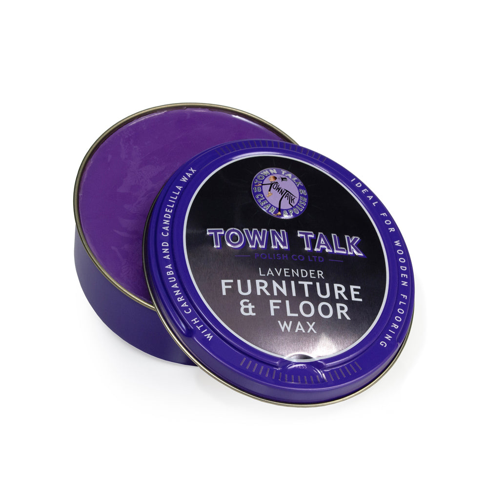 Town Talk Polish Lavender Furniture and Floor Wax with Carnauba and Candelilla Wax Open Tin
