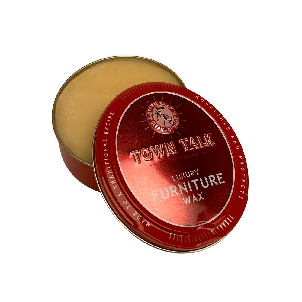 Town Talk Polish Luxury Furniture Wax Traditional Recipe Nourishes and Protects Open Tin