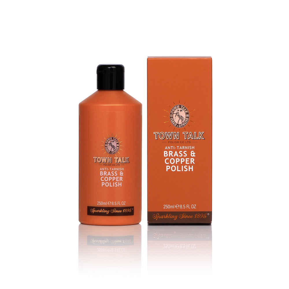 Town Talk Polish Anti-Tarnish Brass and Copper Polish 250ml Bottle and Packaging