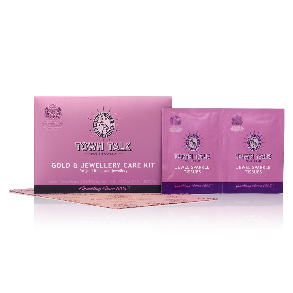 Town Talk Gold and Jewellery Care Kit with Jewel Sparkle Tissues and Gold Polishing Cloth