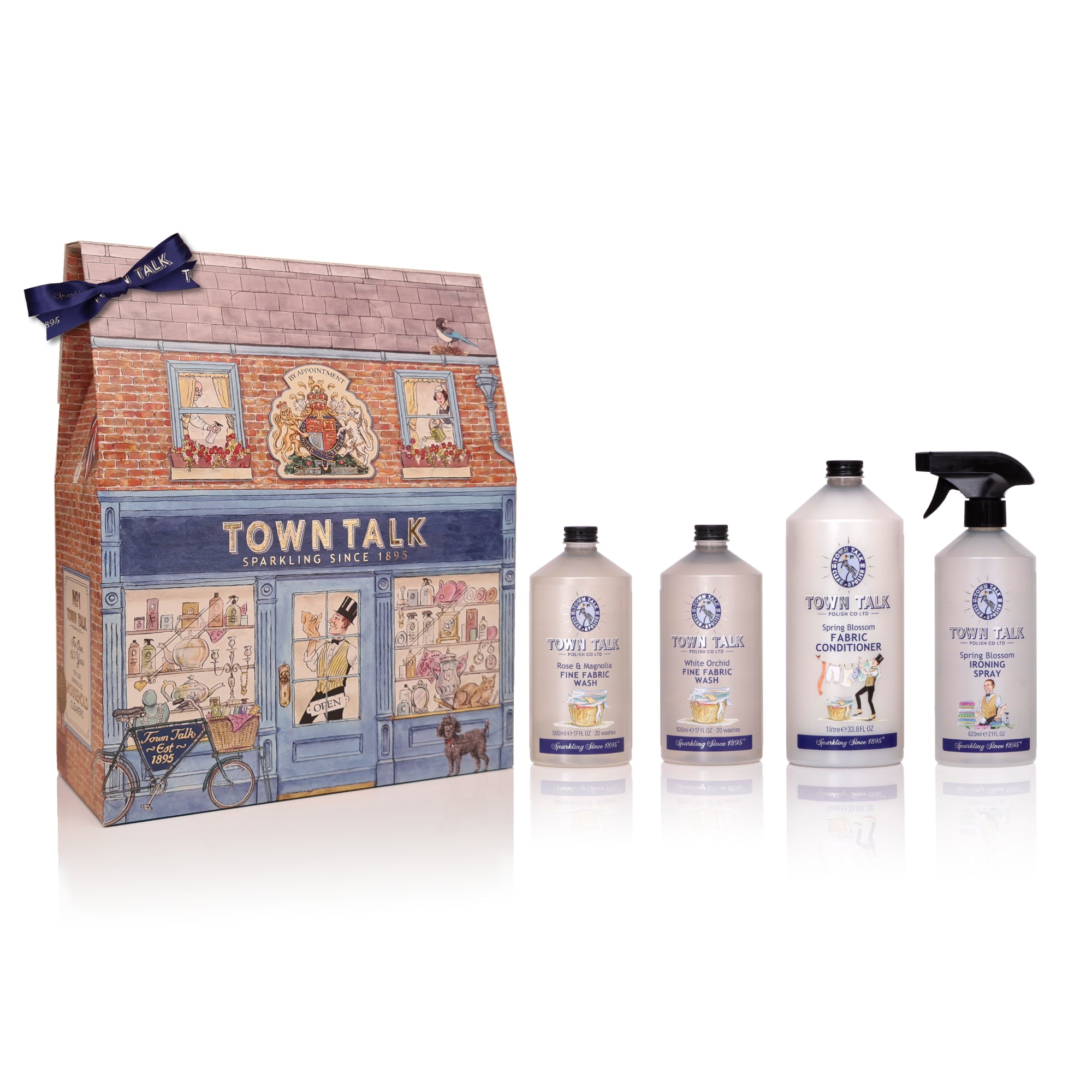 Town Talk Laundry Gift Box Set with Fine Fabric Wash, Fabric Conditioner and Ironing Spray