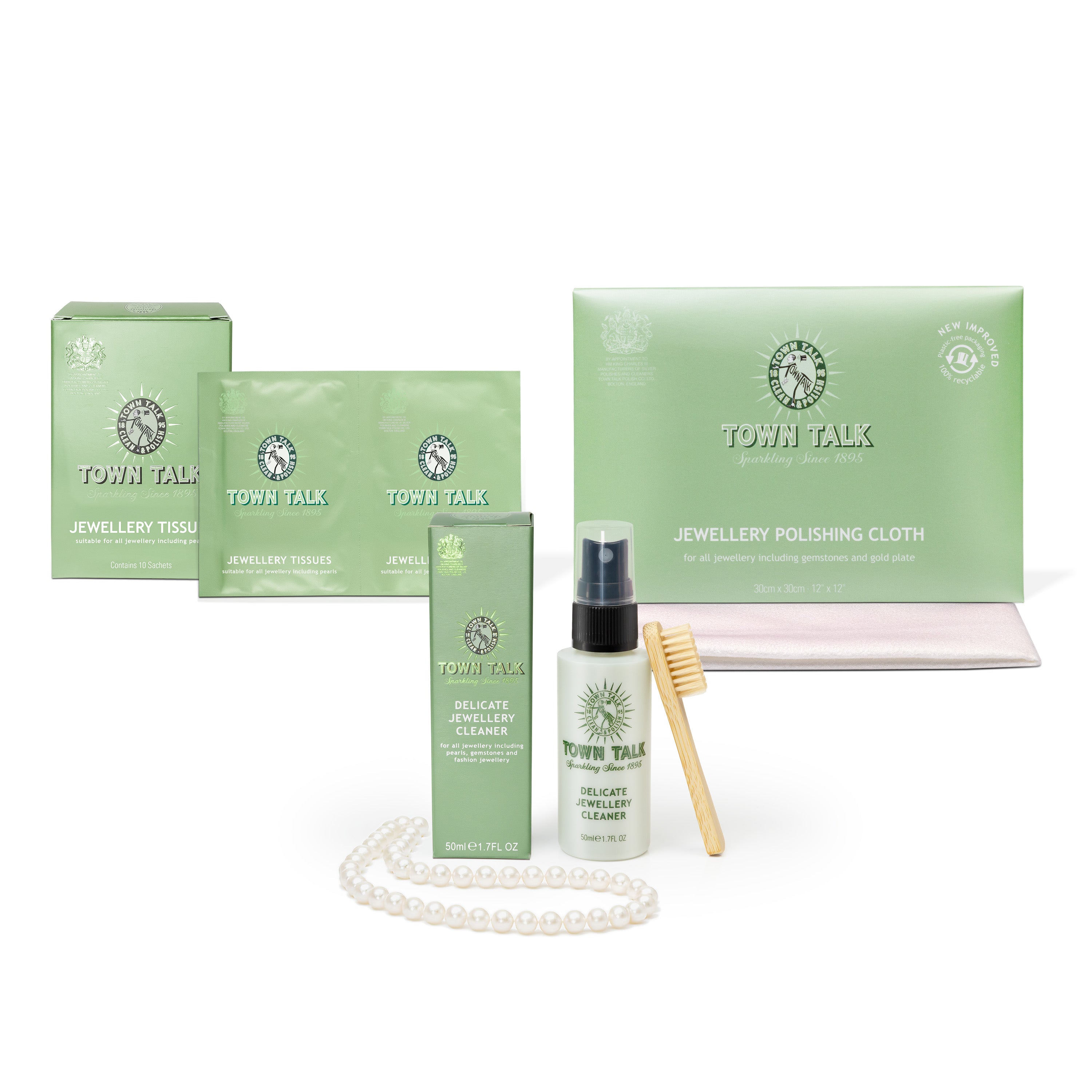 Everyday Jewellery Cleaning Bundle - Jewellery Tissues, Spray and Polishing Cloth