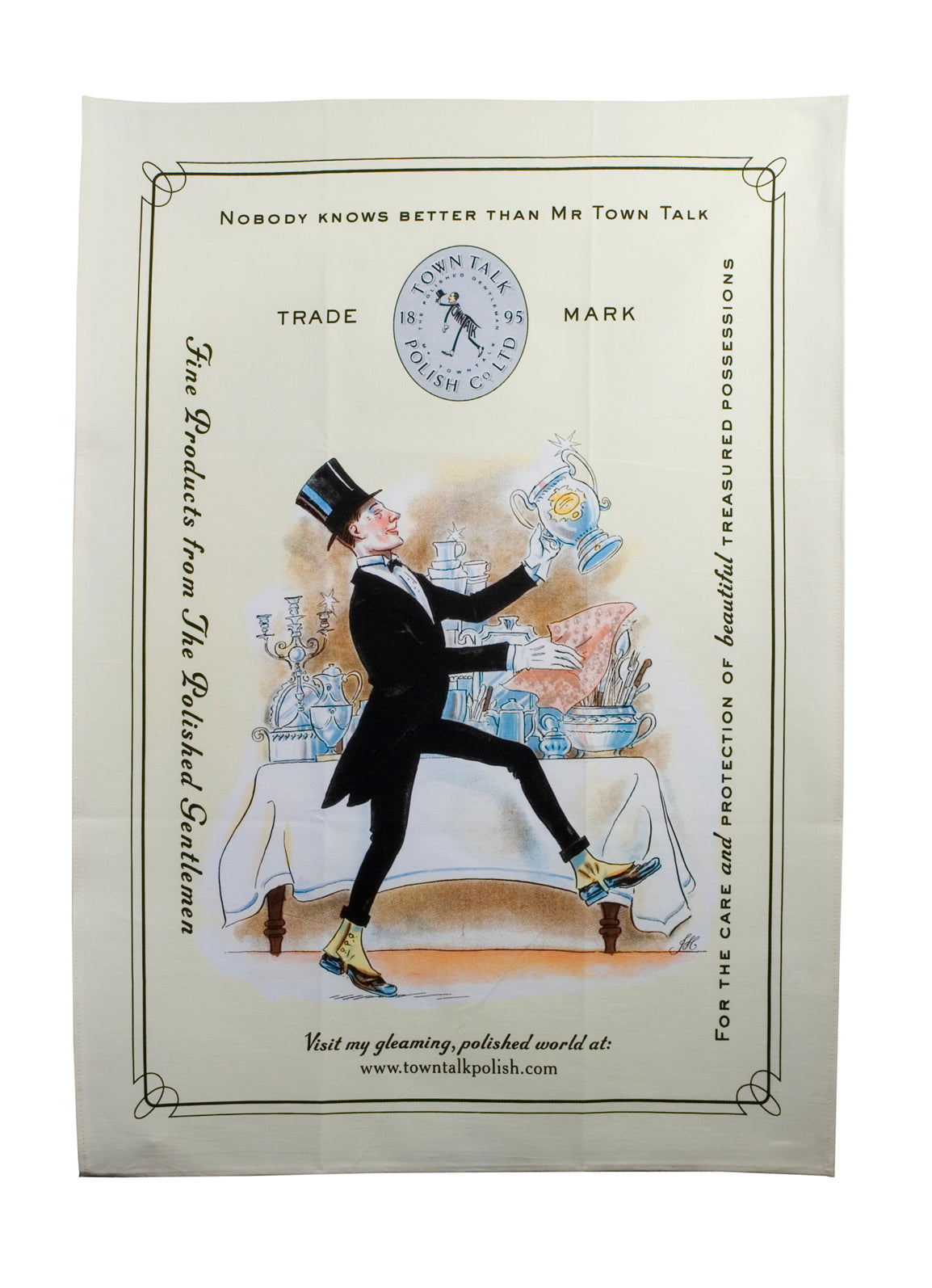 Town Talk Polishing Tea Towel 50x70cm with Vintage Mr Town Talk Illustration