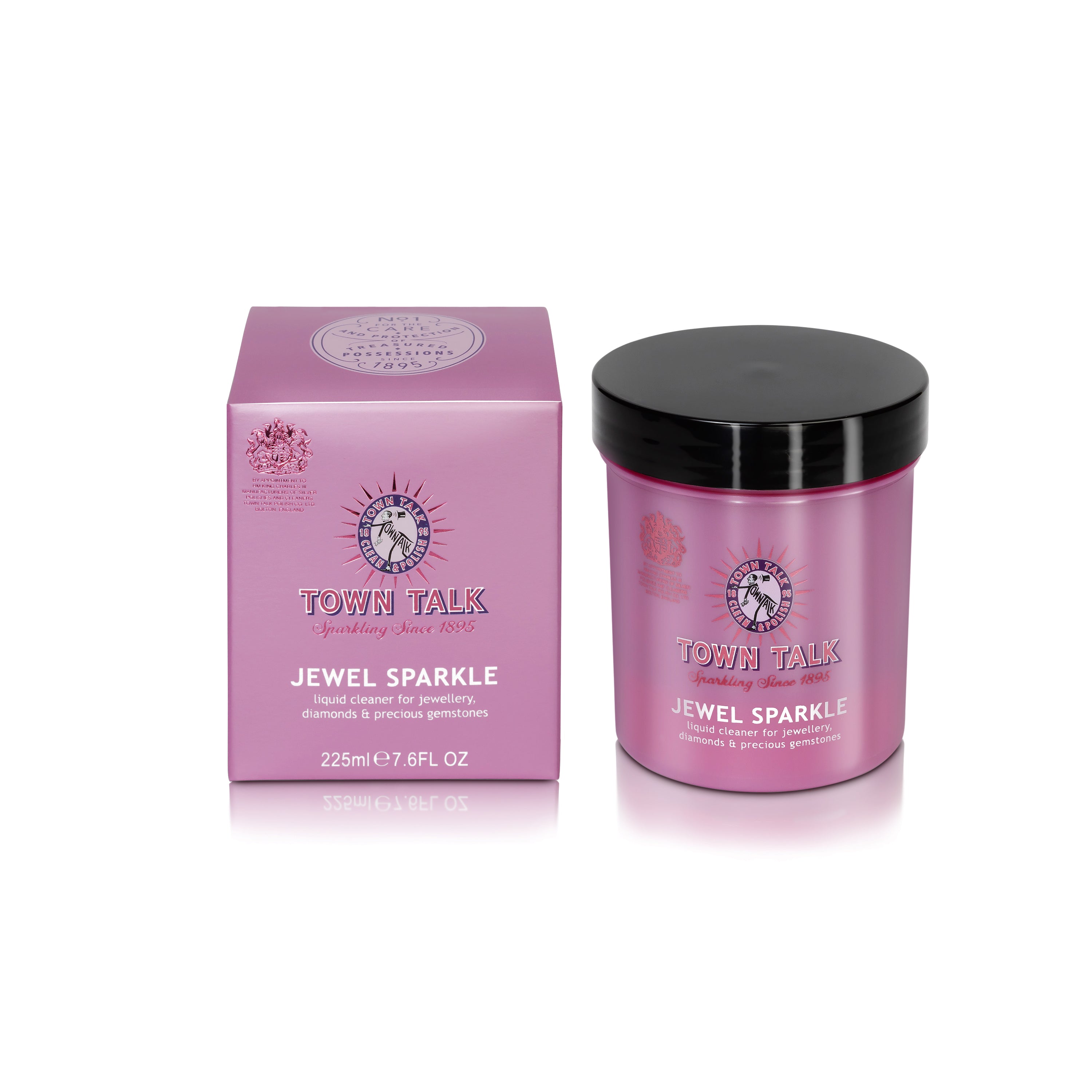 Town Talk Jewel Sparkle Liquid Cleaner For Jewellery Diamonds And Precious Gemstones 225ml With Box